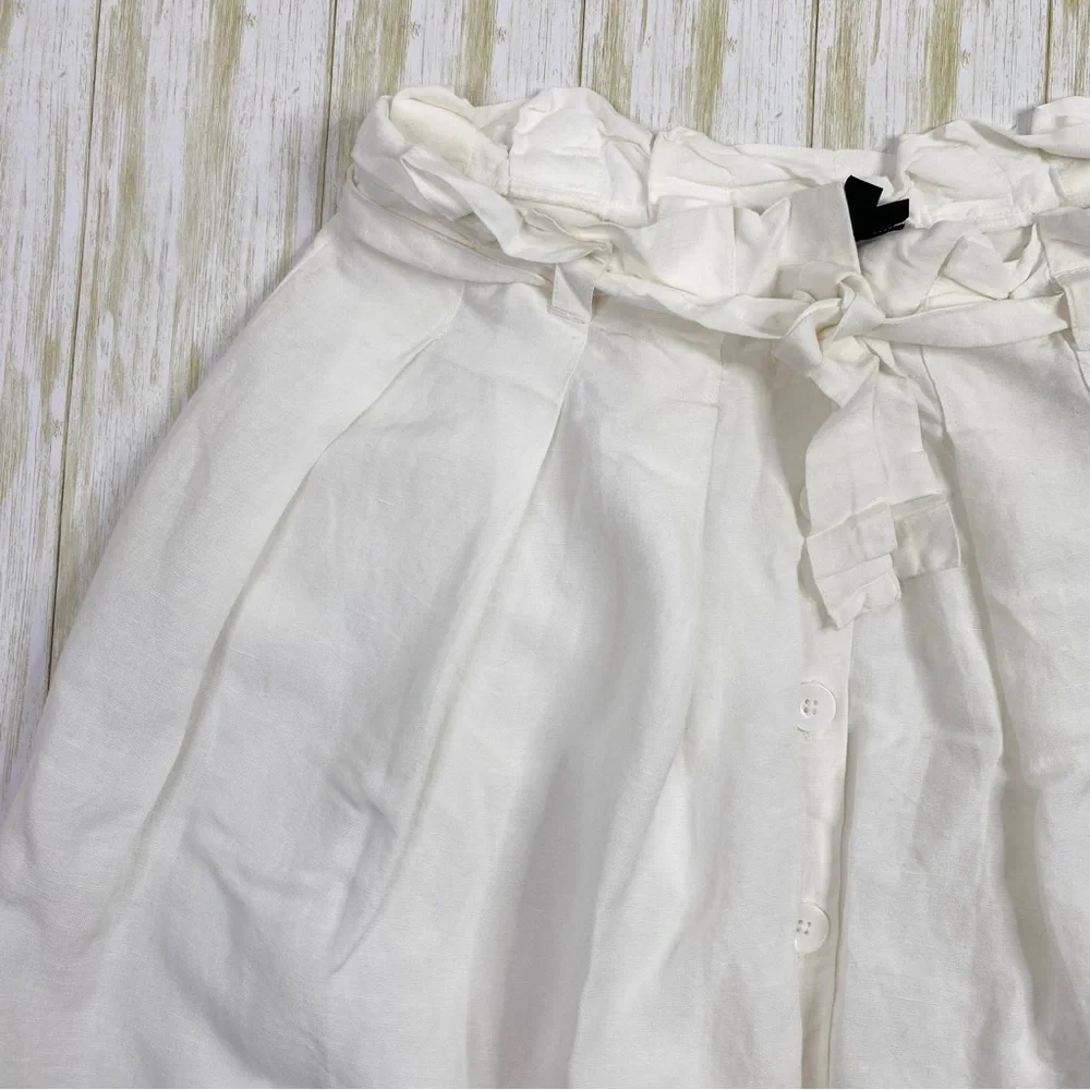Volcom White Linen Blend Pleated Skirt